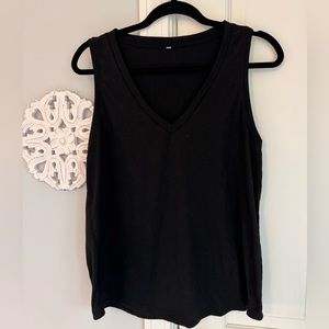 Black V Neck Sleeveless Tank Top XL